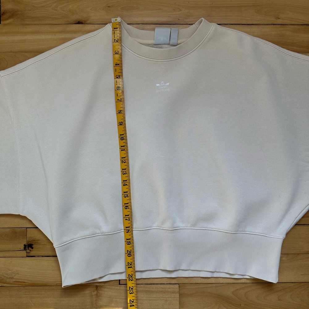 Adidas Cream Sweatshirt drop shoulder beige Crewneck - Picture 4 of 8
